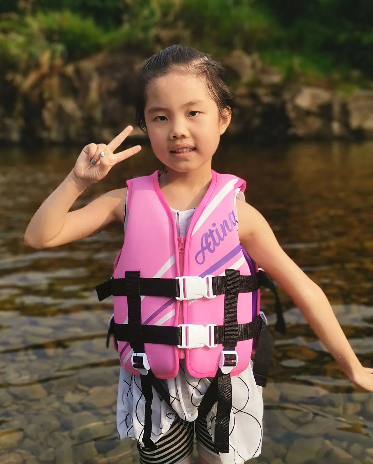 Water Sports Children Life Jacket Vest Custom Safety Certified Rafting and Swimming Lightweight Vibrant Pink Chaleco Salvavidas