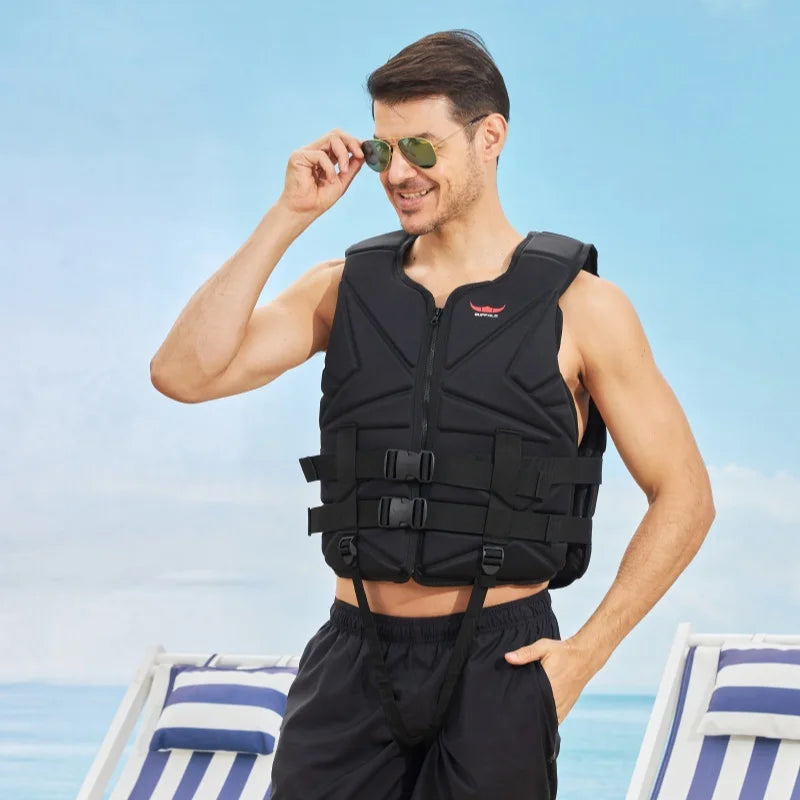 JIURAN Adult Life Jacket Vest Neoprene 25-85KG Buoyancy EPE Foam for Surfing Swimming Water Sports